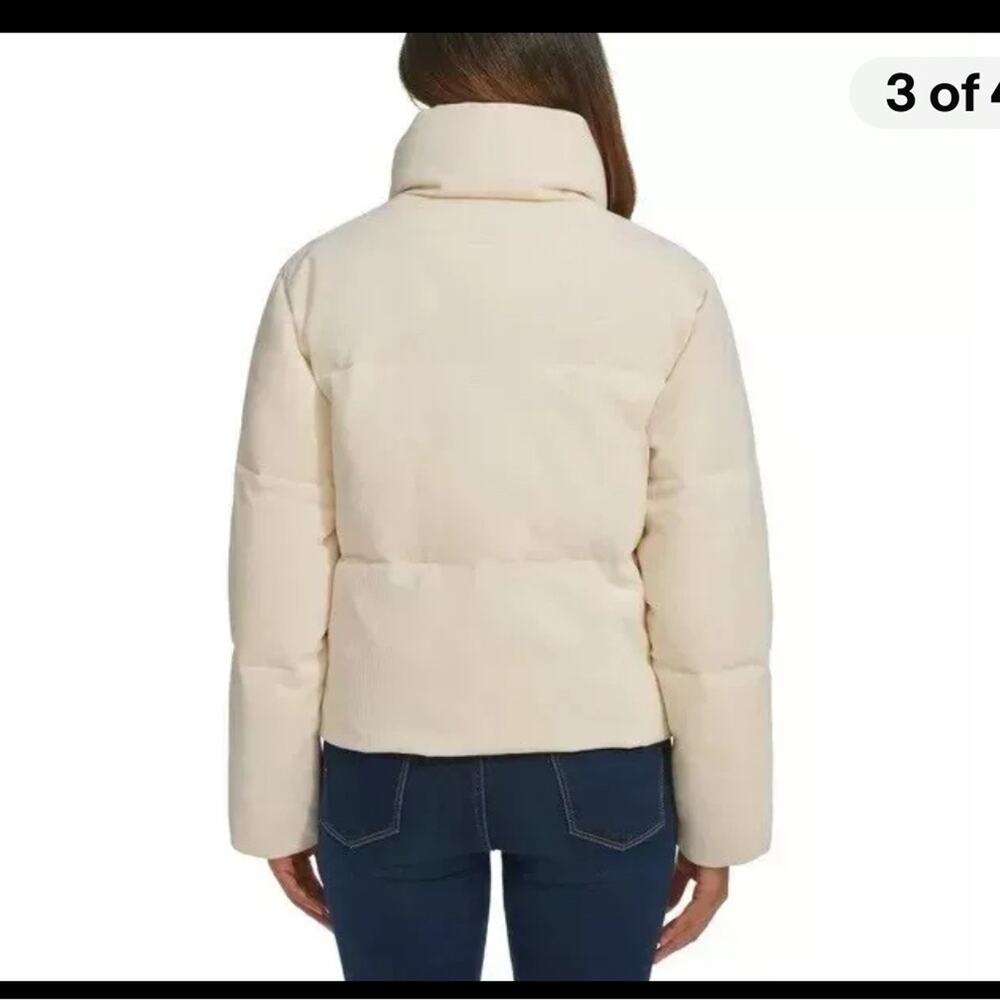 Levi’s Women’s Corded Puffer Jacket XL Cream Ribbed Winter Coat New - Picture 12 of 13